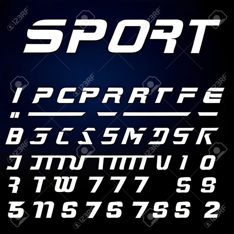 體育字體。矢量字母拉丁文字母和數字。