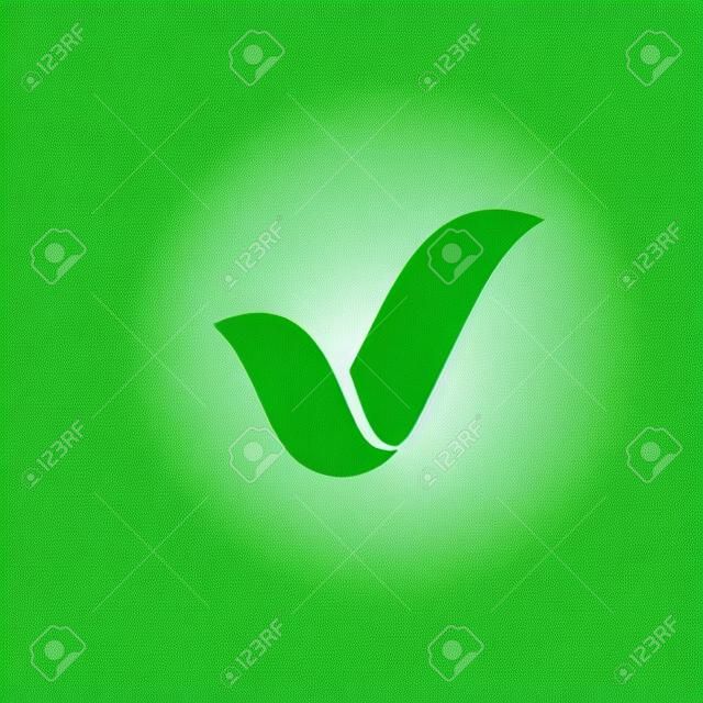 Eco Blätter Häkchen Logo Icon Design Vorlage Elemente