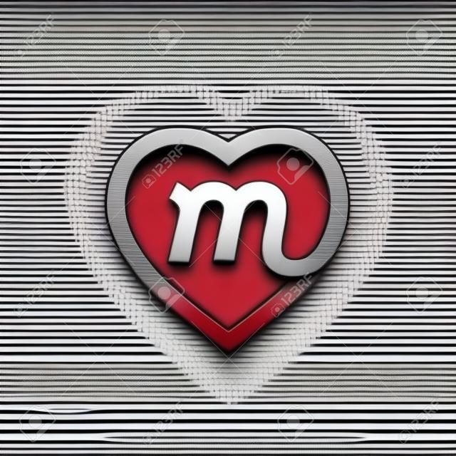 Litera M serce logo ikona elementy szablonu projektu