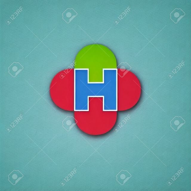Éléments de modèle de conception lettre H croix plus logo icône