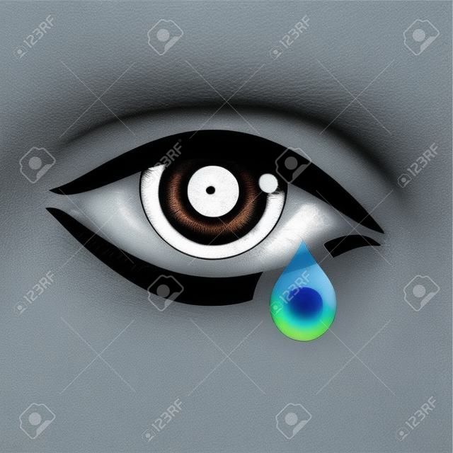 Crying woman eye tear icon