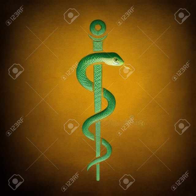 Wąż z kijem starożytny medyczny symbol