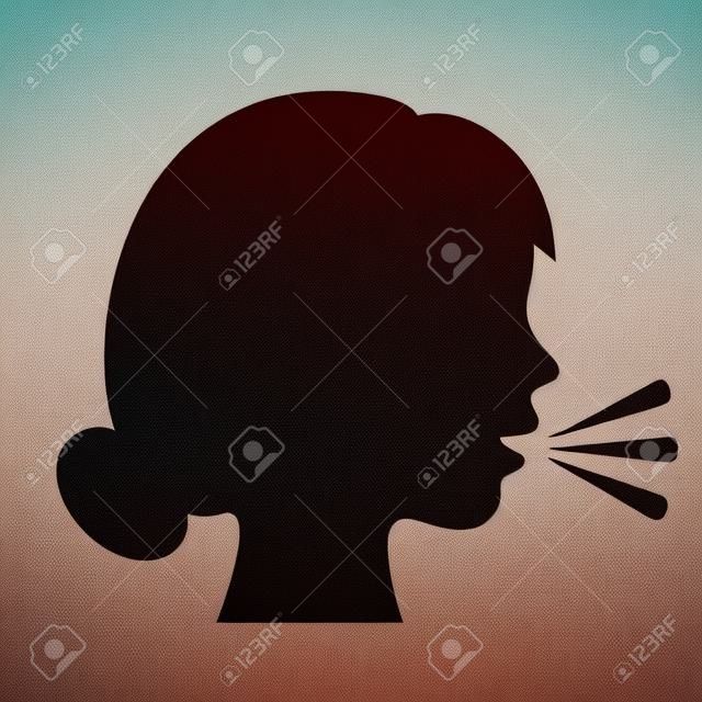 Icône de silhouette de femme parlant