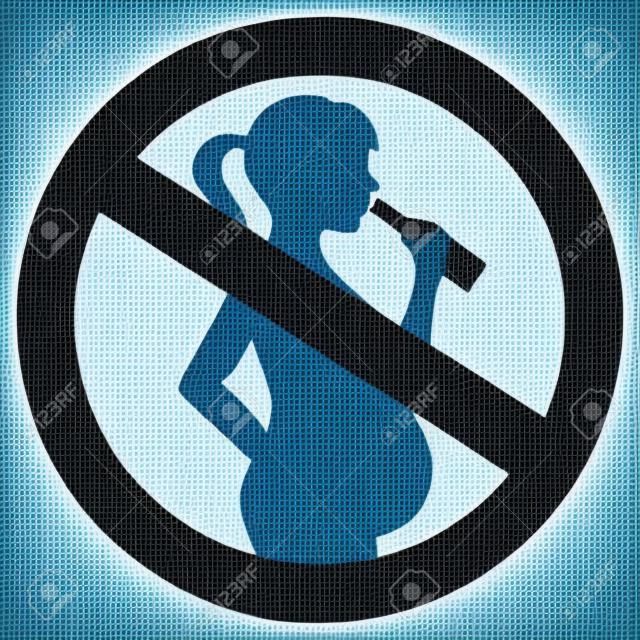Bez alkoholu podczas ciąży wektor znak