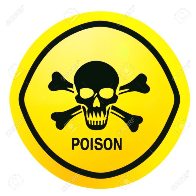 Sinal de alerta de perigo de veneno isolado em um fundo branco