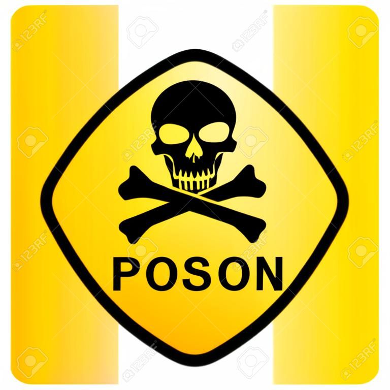 Panneau d'avertissement de danger de poison isolé sur fond blanc