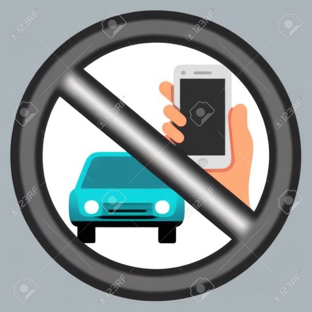 Zakaz jazdy i telefonu przy użyciu znaku wektora