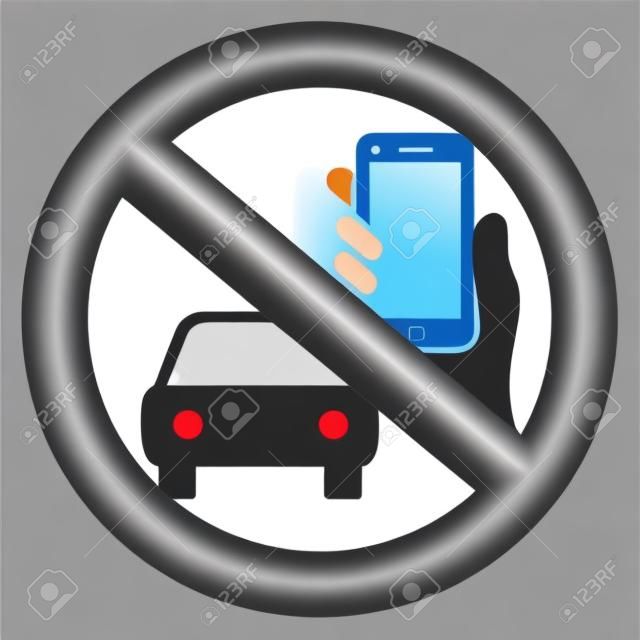 Zakaz jazdy i telefonu przy użyciu znaku wektora