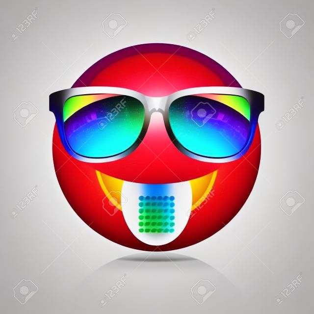 Freaky psychedelic emoji isolated on white background
