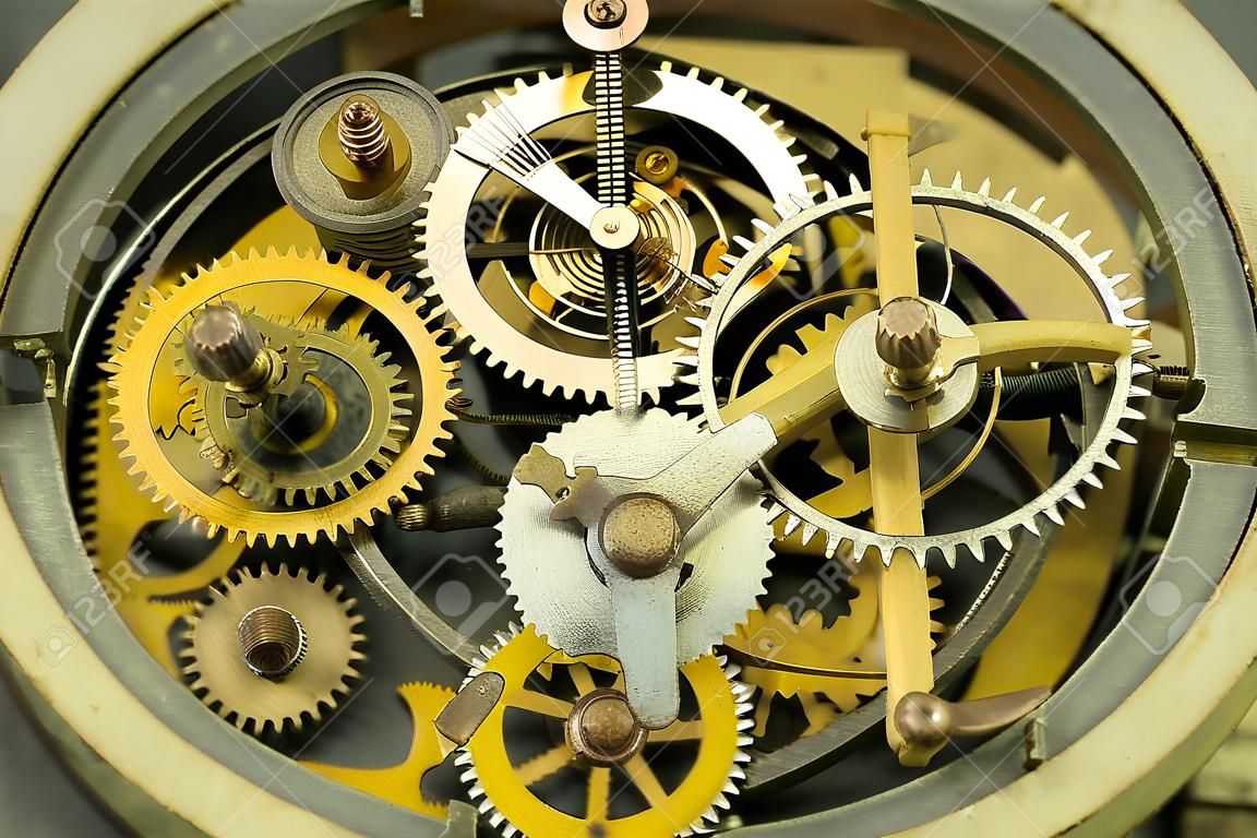 Old clock mechanism, inside of vintage clockwork