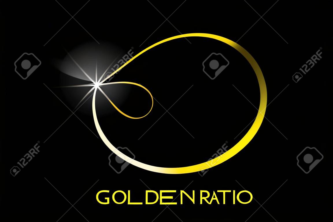 黄金比。フィボナッチ番号。黄金の割合で円。幾何学的形状。ロゴ。抽象的なベクターの背景。ベクトル