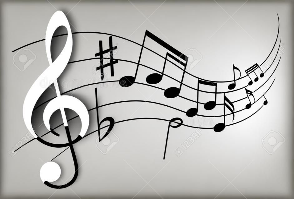 Icon music notes. Sheet music graphic sign isolated on white background. Symbol melody. Vector illustration