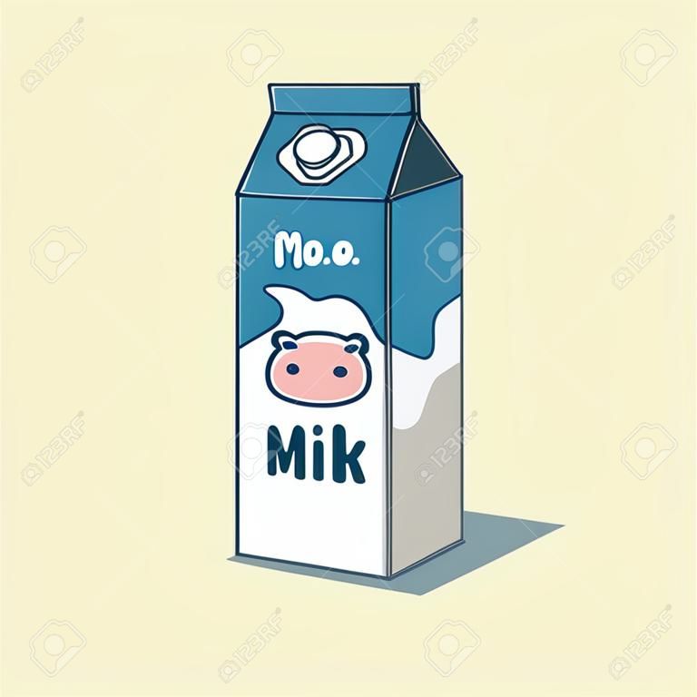 Milchkarton-Vektorillustration in flacher Milchbox