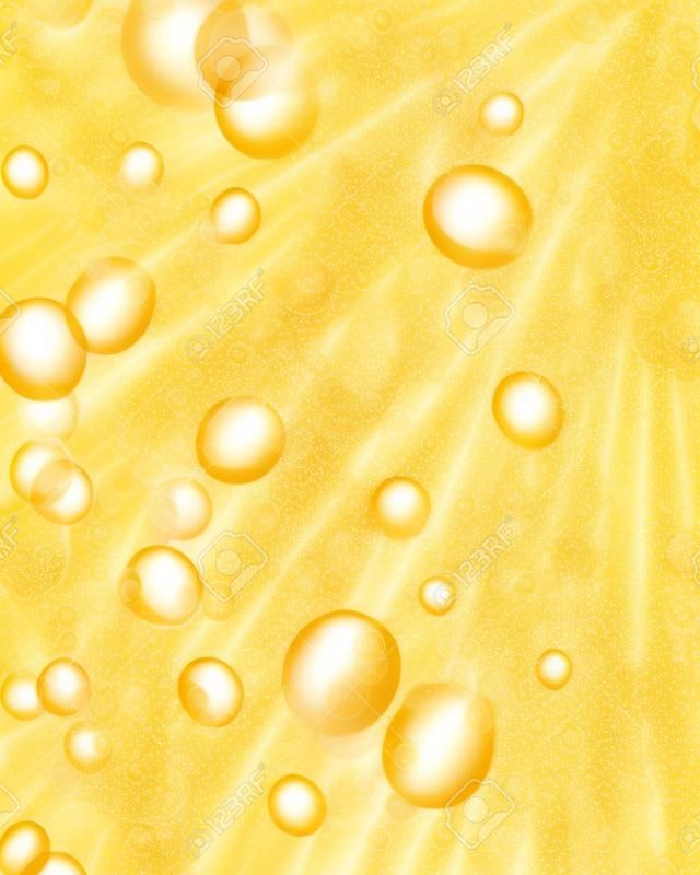 Champagner Blasen auf einem weichen goldenen Hintergrund