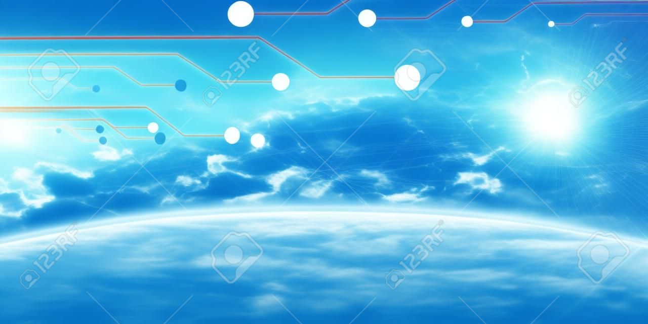 Technology banner on a soft blue background