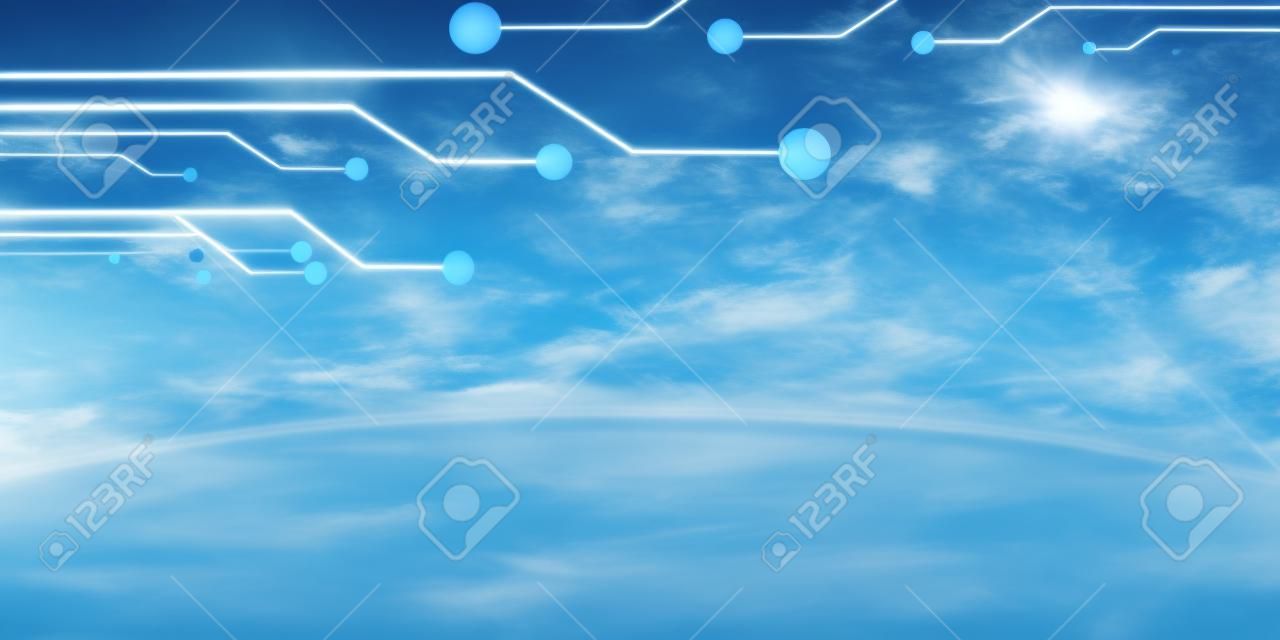 Technology banner on a soft blue background