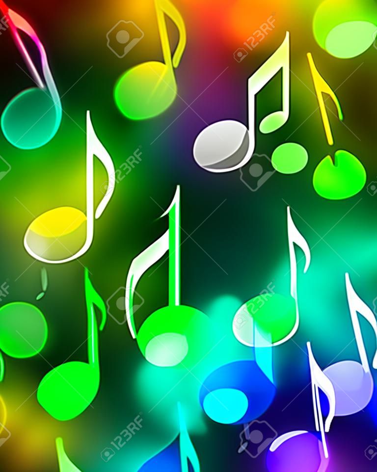 music notes on a colorful rainbow background