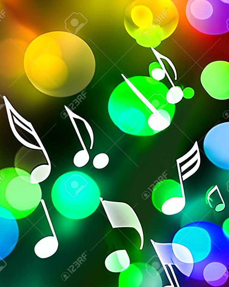 music notes on a colorful rainbow background