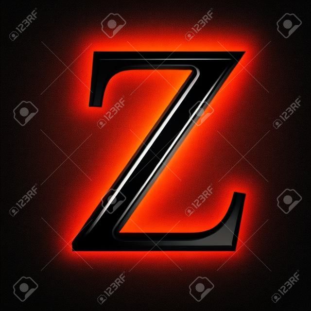 fire font: letter Z on a dark background