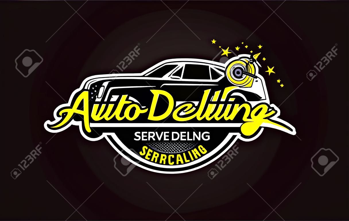 Ilustracja wektorowa grafika szablonu projektu logo auto detailing servis