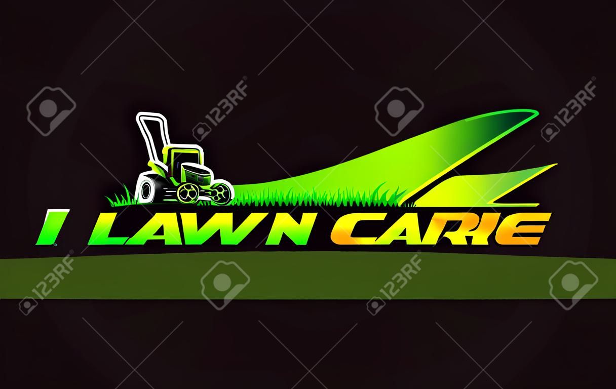 Ilustracyjna grafika wektorowa pielęgnacji trawnika, krajobraz, szablon projektu logo koncepcja trawy