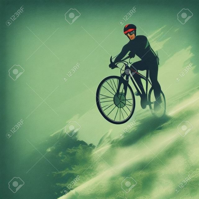 vélo course de fond. illustration sportive