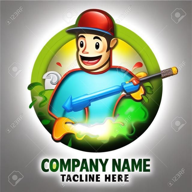 Washer Pressure mascot character, good for Pressure washing service company and cleaning service logo