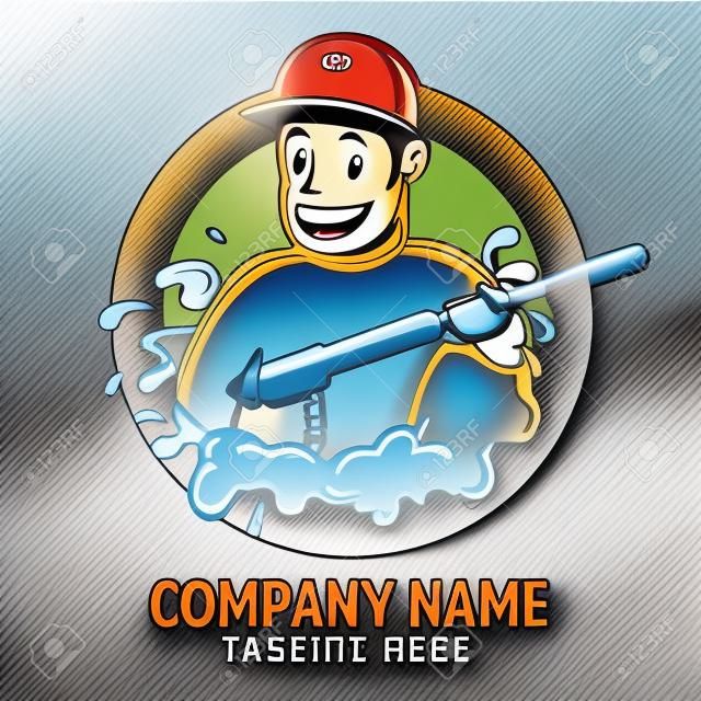 Washer Pressure mascot character, good for Pressure washing service company and cleaning service logo