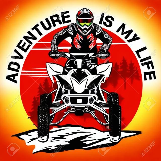 Illustration vectorielle de sport extrême ATV Racing, parfaite pour le t-shirt, le logo du club d'équipe, la marchandise et le logo de l'événement de compétition ATV Race