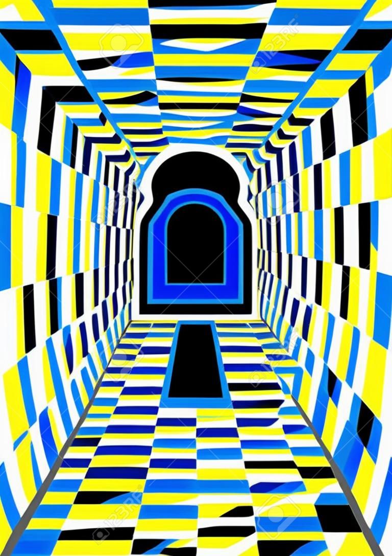 視錯覺與孔。抽象隧道幻覺