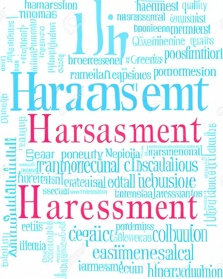 Harassment word cloud on a white background. 