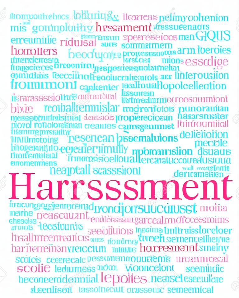 Harassment word cloud on a white background. 