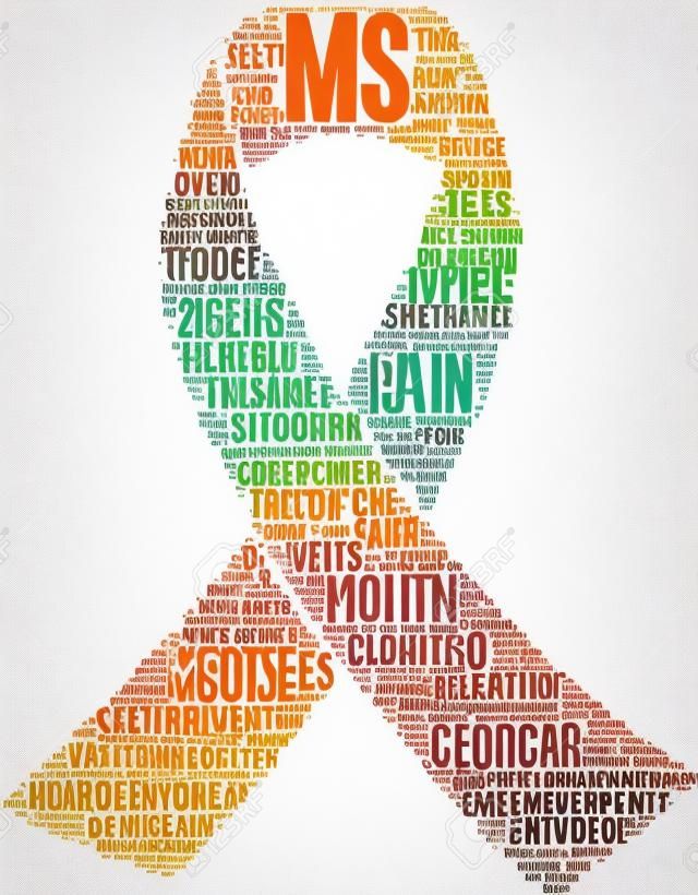 Multiple Sclerosis word cloud ribbon design