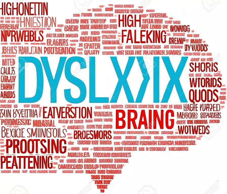Dyslexic Brain word cloud on a white background.