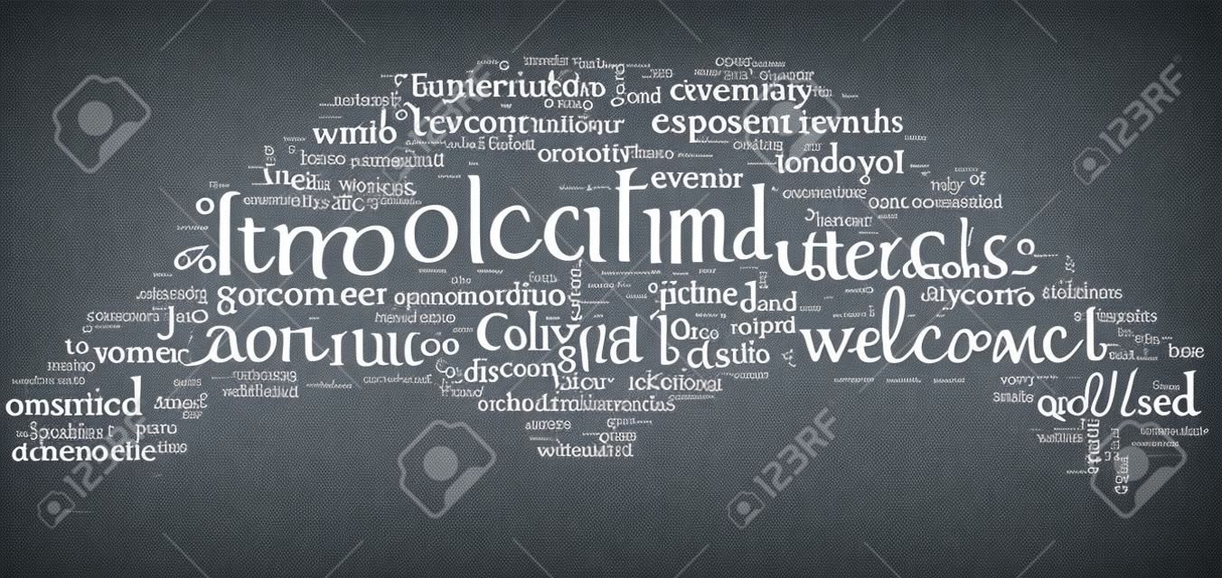 Nuage de mot de bienvenue international. Chaque mot utilisé dans ce nuage de mots est une autre version linguistique du mot Bienvenue.