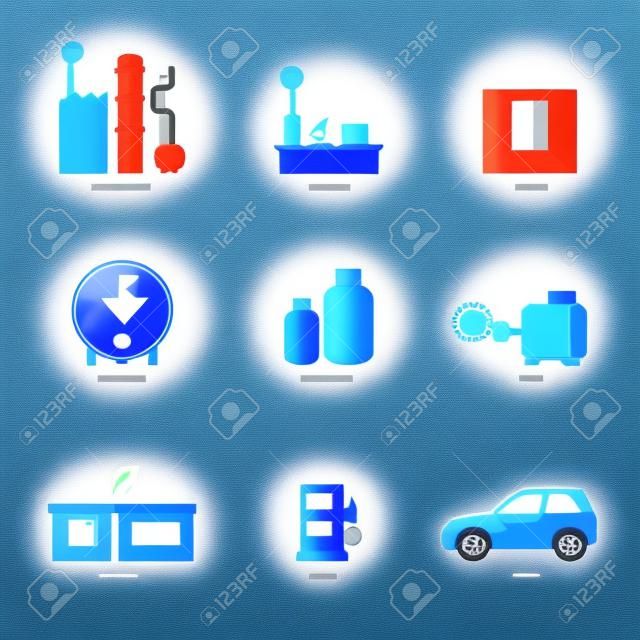 hydrogen to electric energy by fuel cell in simple icon