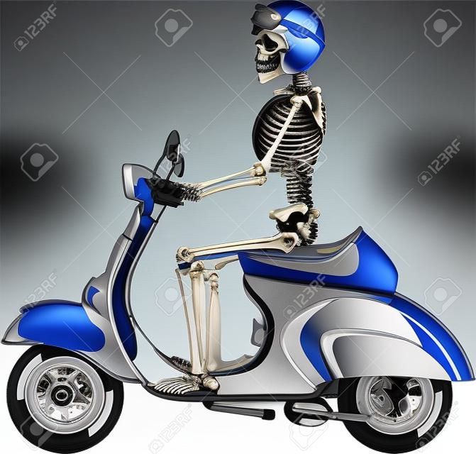 人間の骨格を運転するオートバイ