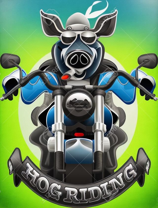 wild hog riding motorcycle