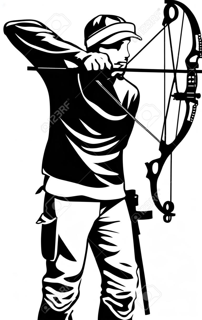 bow hunter aiming with compound bow