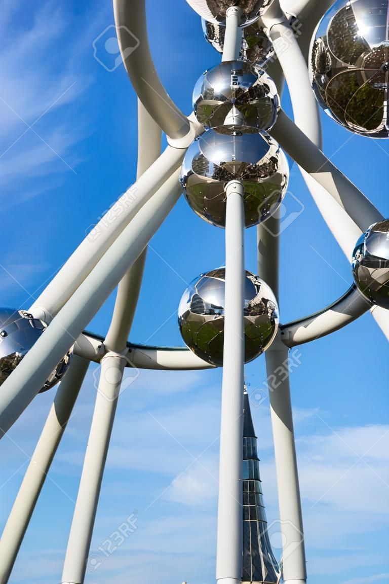 Brussels capital and its world expo Atonium during a full sunny day and blue sky