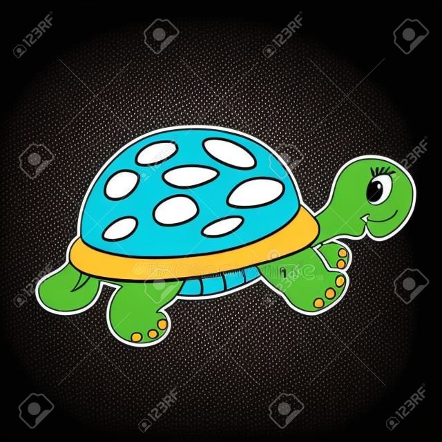 Cartoon turtle  Outlined  Vector illustration