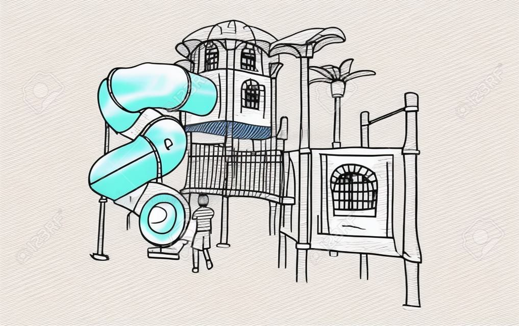 Skizze des Kinderspielplatzes auf dem öffentlichen Raum isoliert, illustration Vektor