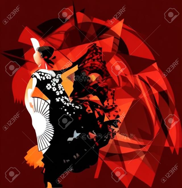 Abstrakt Flamenco Frau Tänzerin. Vektor-Illustration
