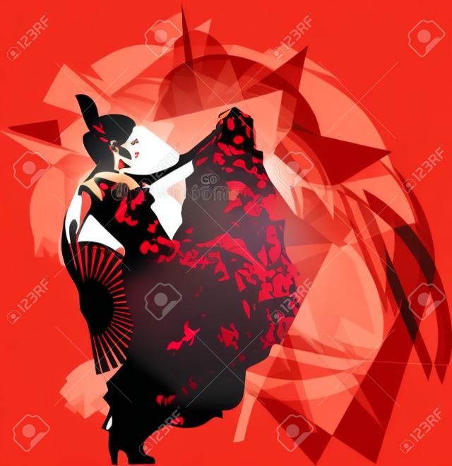 Abstrakt Flamenco Frau Tänzerin. Vektor-Illustration