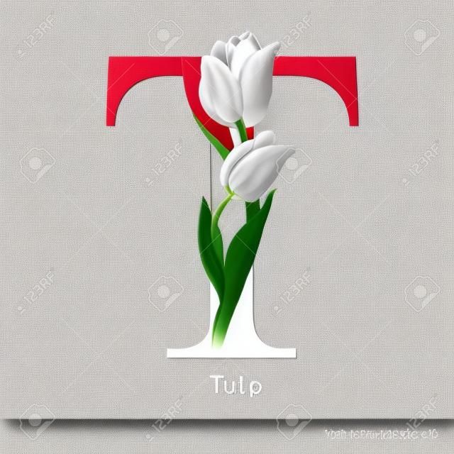 T betű vektor ábécé Tulip. ABC koncepció típusát. Tipográfia tervezés