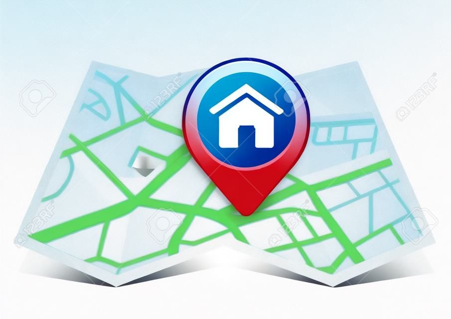 家居房地产图标地图指针定位目的地地图