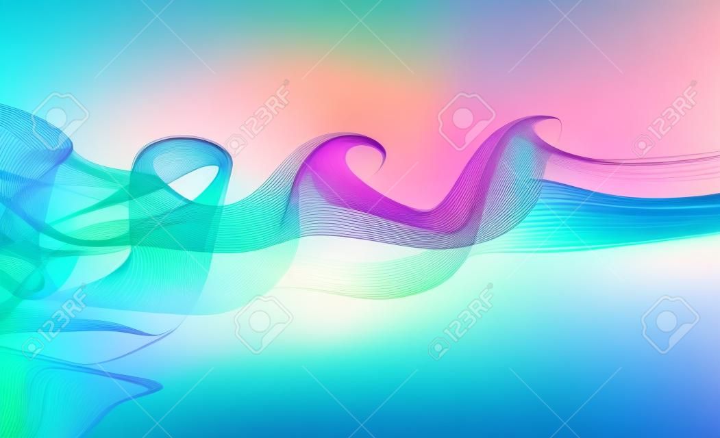 Abstract colorful fume waves over the white background
