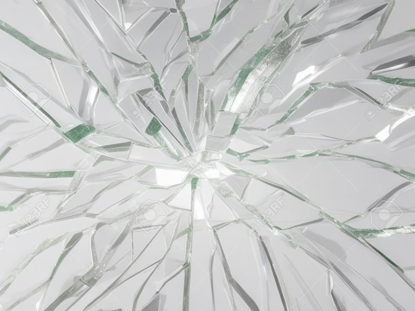 Stücke abgerissen oder zerbrochenes Glas auf weiß