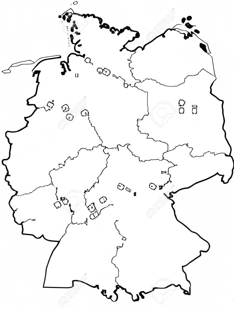 Mapa de Alemania con los códigos postales en blanco