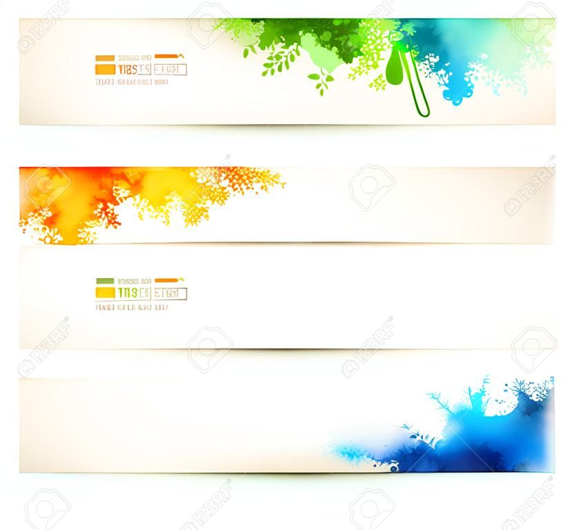 conjunto de três banners de temporada de cabeçalhos coloridos